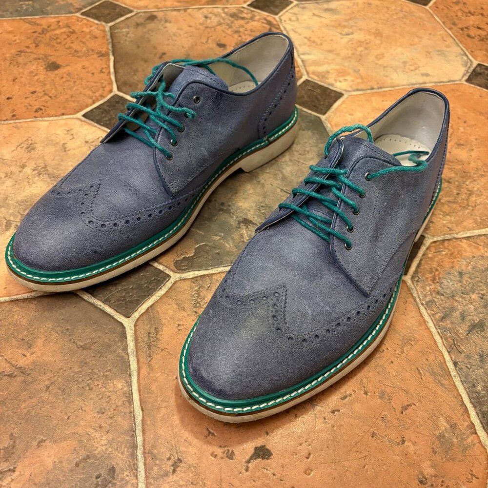 Cole Haan C10193 Blue Suede Wingtip Oxfords Lace-Up Shoes Men’s Nike Air